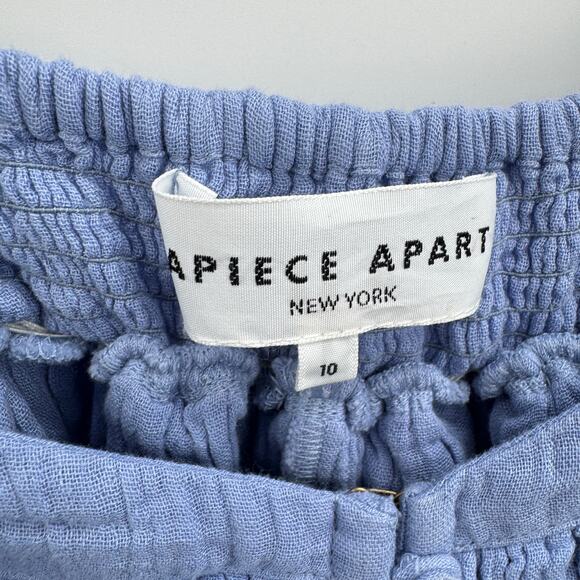 Apiece‎ Apart Bene Dress Blue Cotton Crepe Muslin Ruffle Balloon Sleeves Size 10 - Picture 4 of 9
